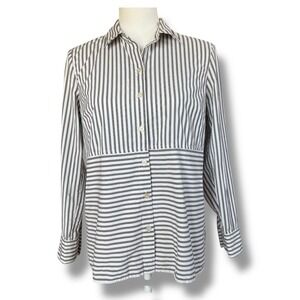 J.Jill Striped Petite Button Down‎ Shirt, Vertical Horizontal Stripes